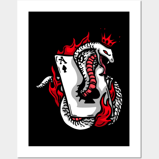 Ace of Spades Snake Tattoo Wall Art by SybaDesign